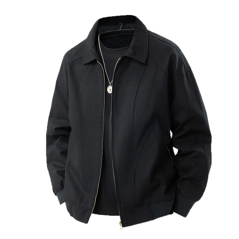 Men's Modern Blouson with Shirt Collar, Two-Way Zipper and Subtle Division Seam Chichicherry