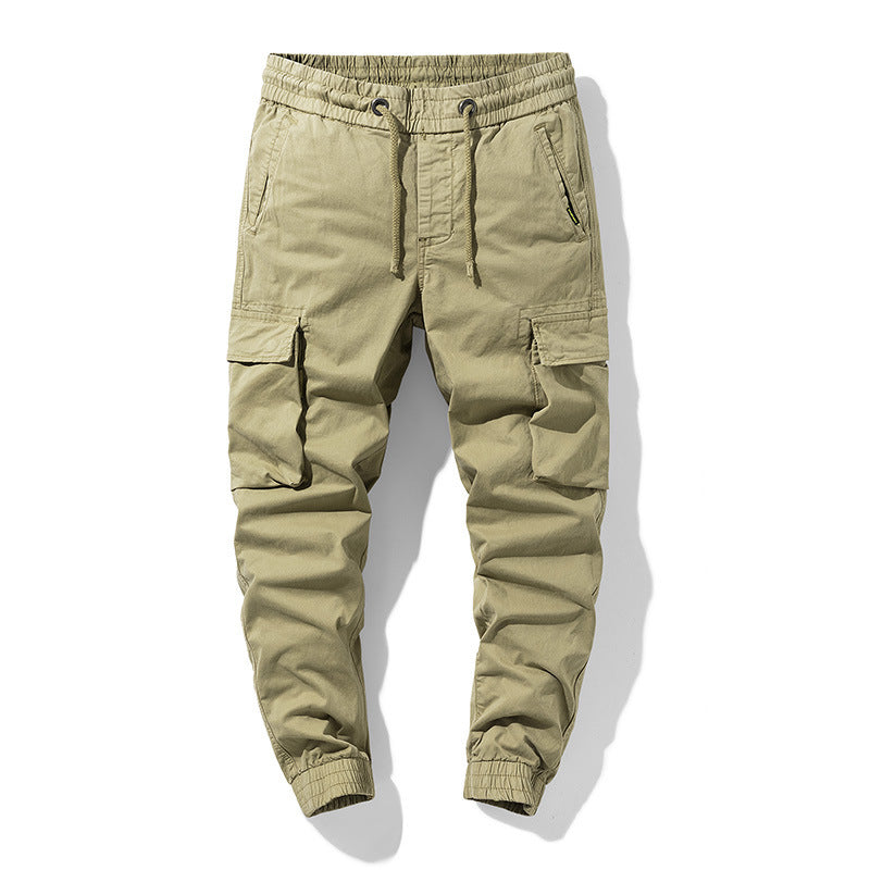 Men's Cargo Joggers with Elastic Waistband, Multi-Functional Pockets and Smocked Cuffs Chichicherry