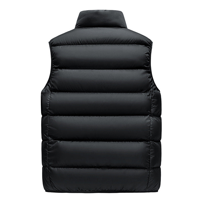 Men's Lightweight Thermal Quilted Vest with High Stand-Up Collar and Zipper Pockets Chichicherry