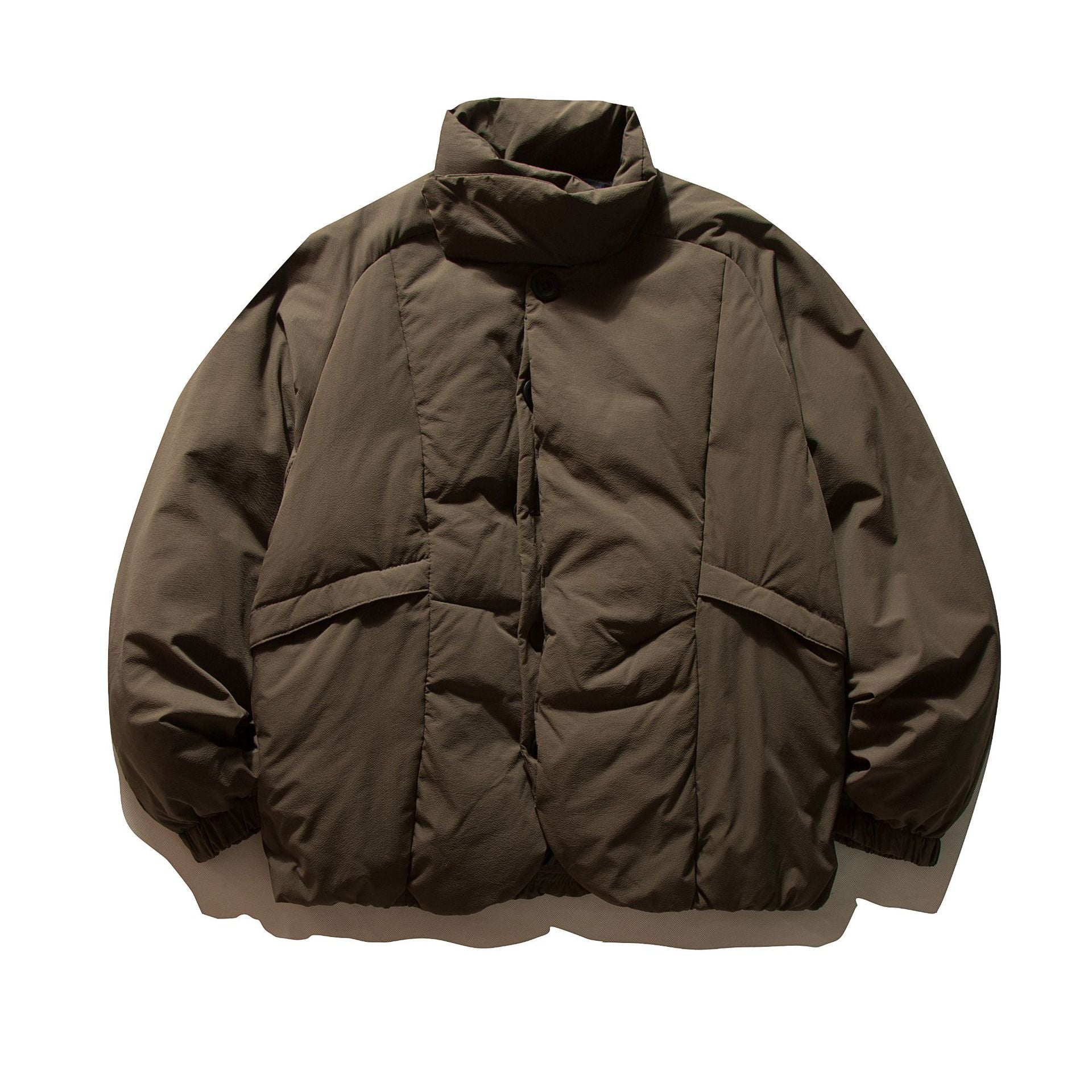 Men's Boxy Thermal Puffer Jacket with overlapping stand-up collar and patch flap pockets Chichicherry