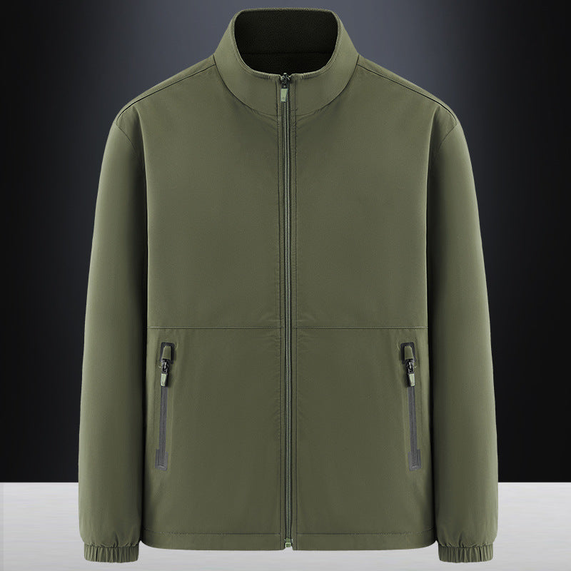 Men's minimalist technical all-weather softshell jacket with stand-up collar and water-repellent zippers Chichicherry