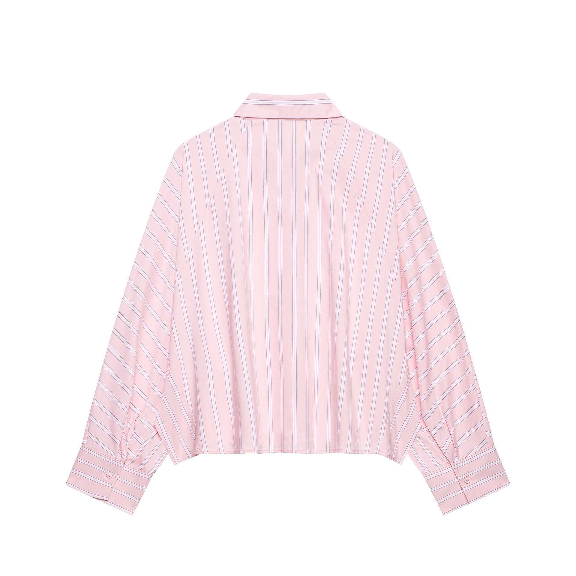 Ladies Short-Cut Oversize Shirt Blouse with Pinstripes, Shirt Collar and Extended Cuffs Chichicherry