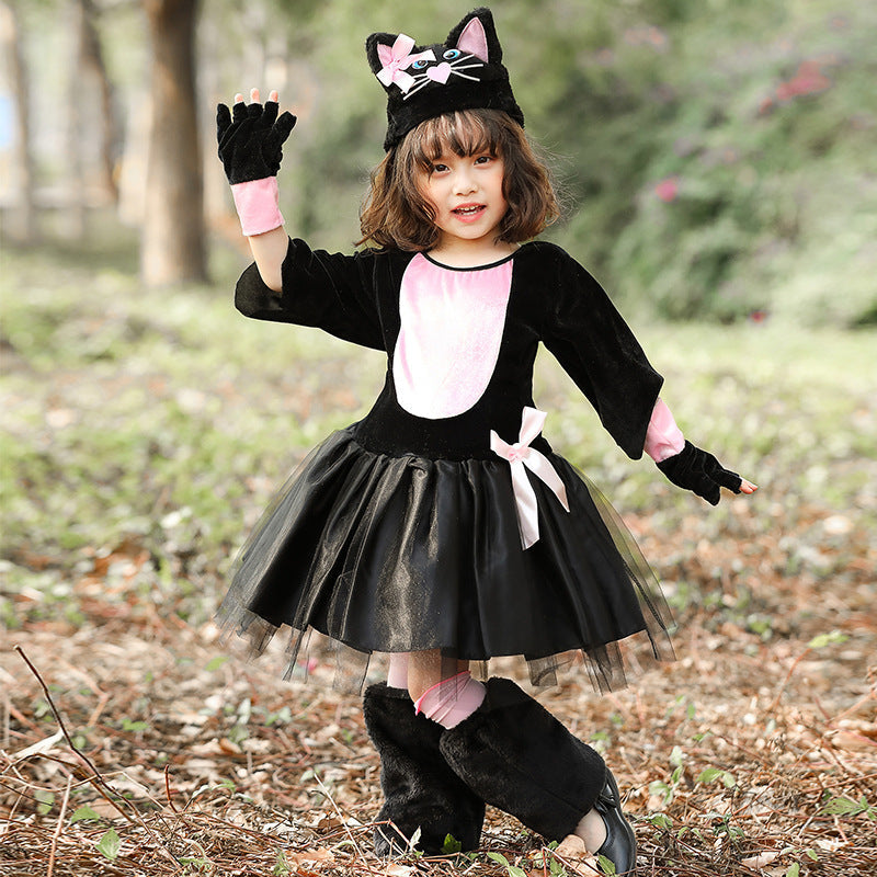 Girl's cat costume with edgy tulle layer and charming details Chichicherry