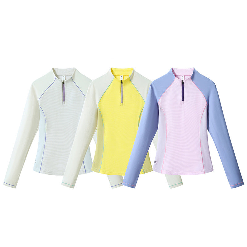 Women's Long Sleeve Functional Half Zip Shirt with Raglan Sleeves and UV Protection Chichicherry