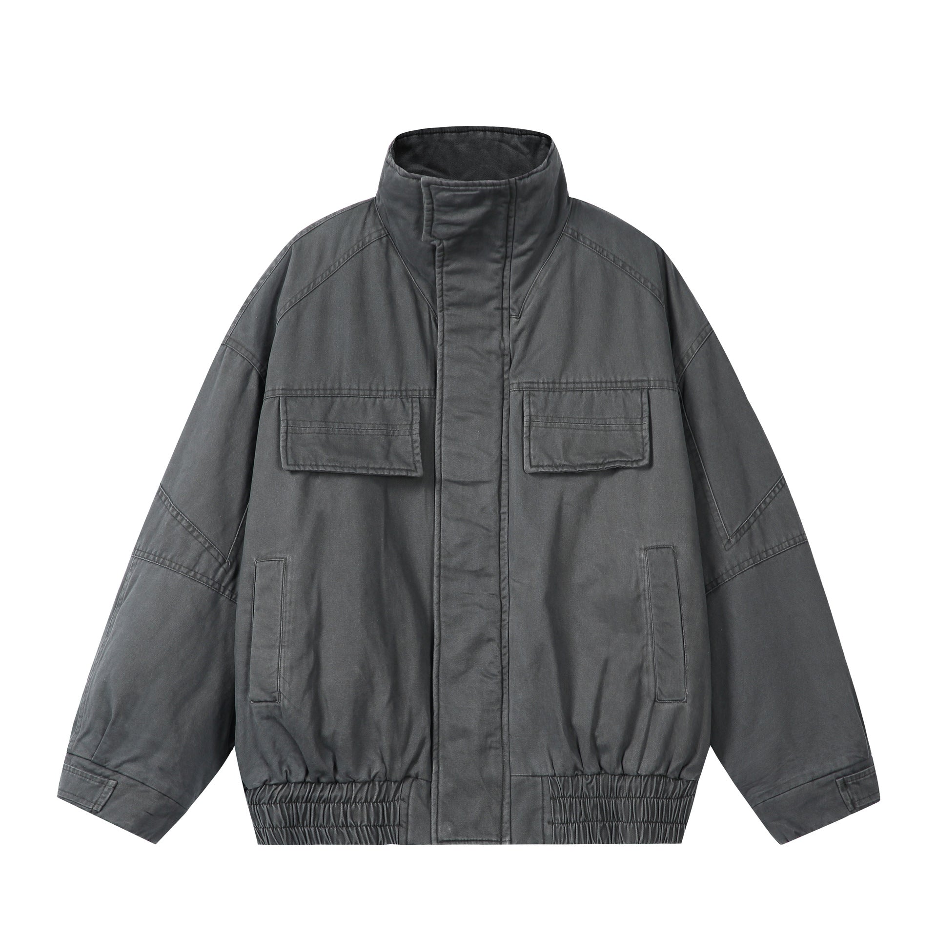 Unisex Boxy-Field jacket with high stand-up collar, flap pockets and elastic hem Chichicherry