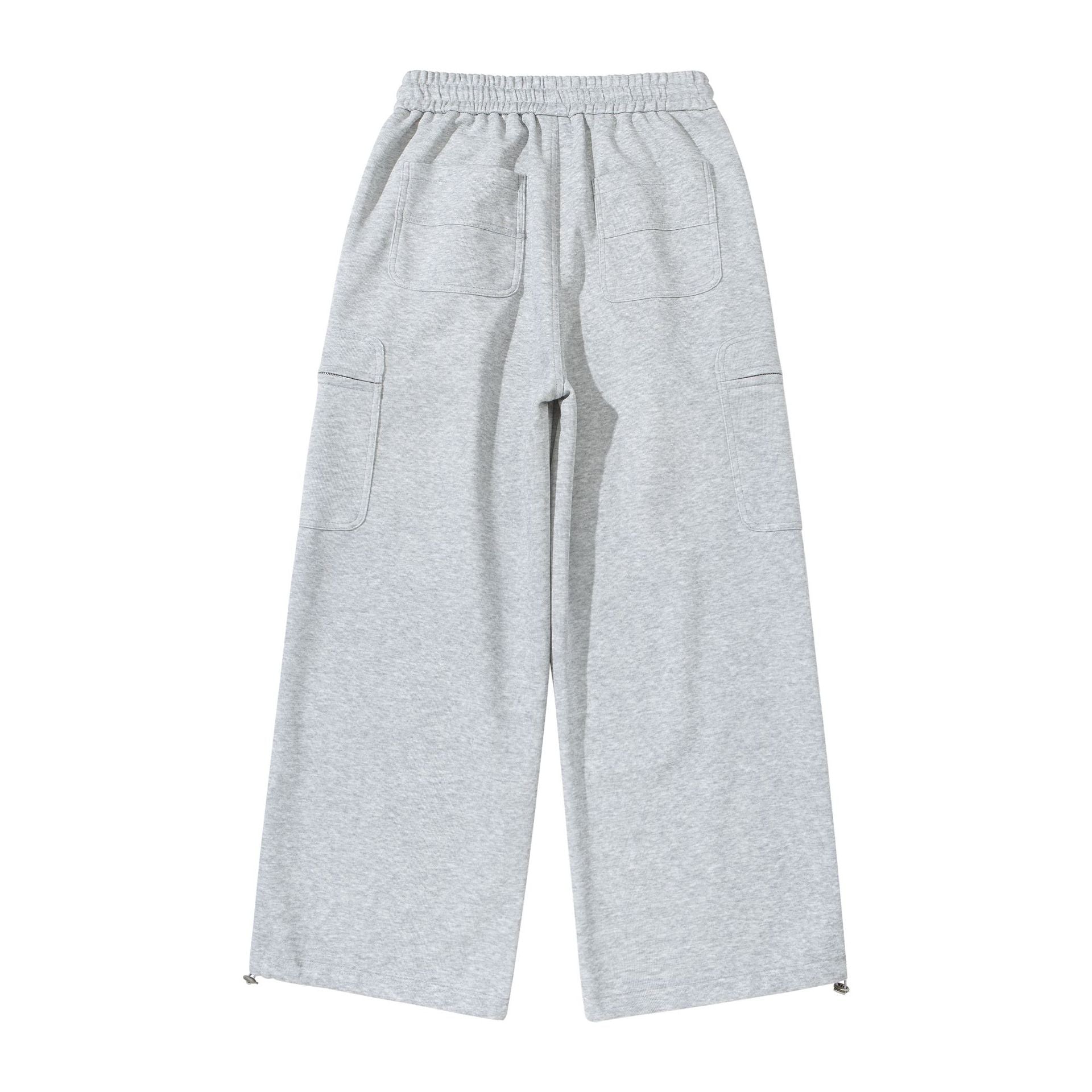 Women's Wide Cropped Sweatpants with Drawstring, Cargo Pockets and Zipper Details Chichicherry