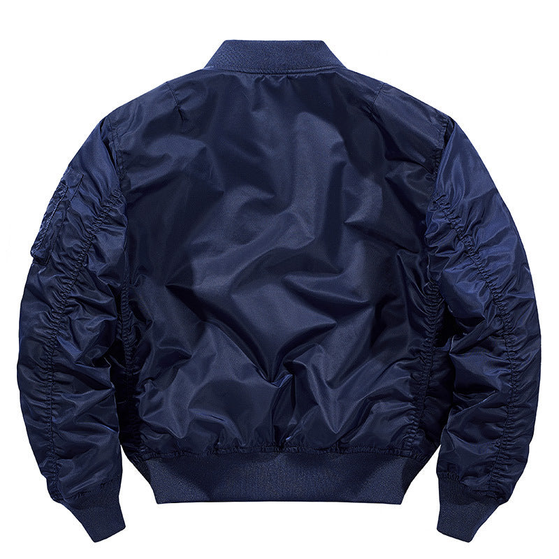 Men's Modern Nylon Flight Bomber with Contrasting Lining, Sleeve Pocket, and Elastic Ribbed Cuffs Chichicherry