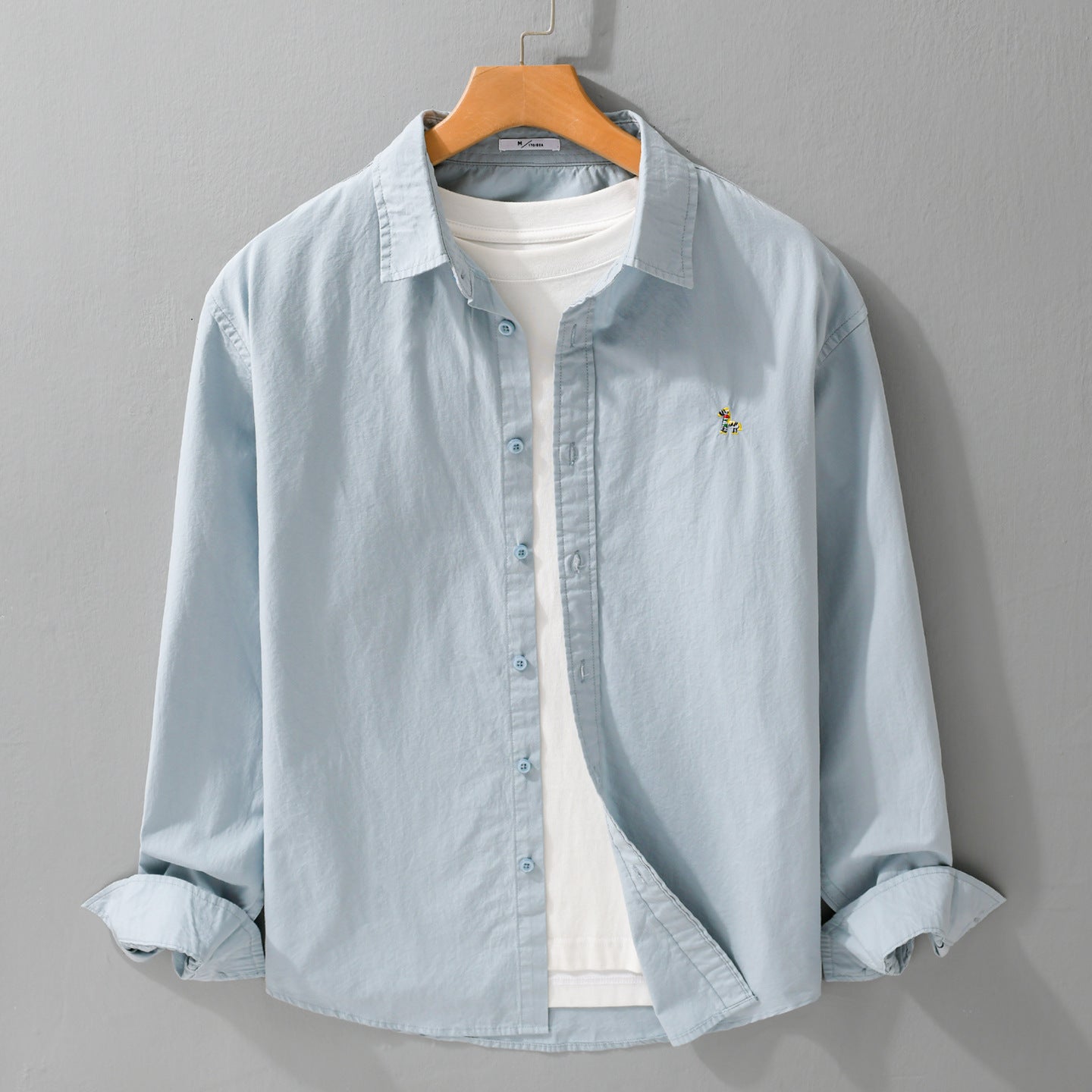 Men's Classic Cotton Oxford Shirt in Relaxed Fit with Fine Animal Embroidery Chichicherry