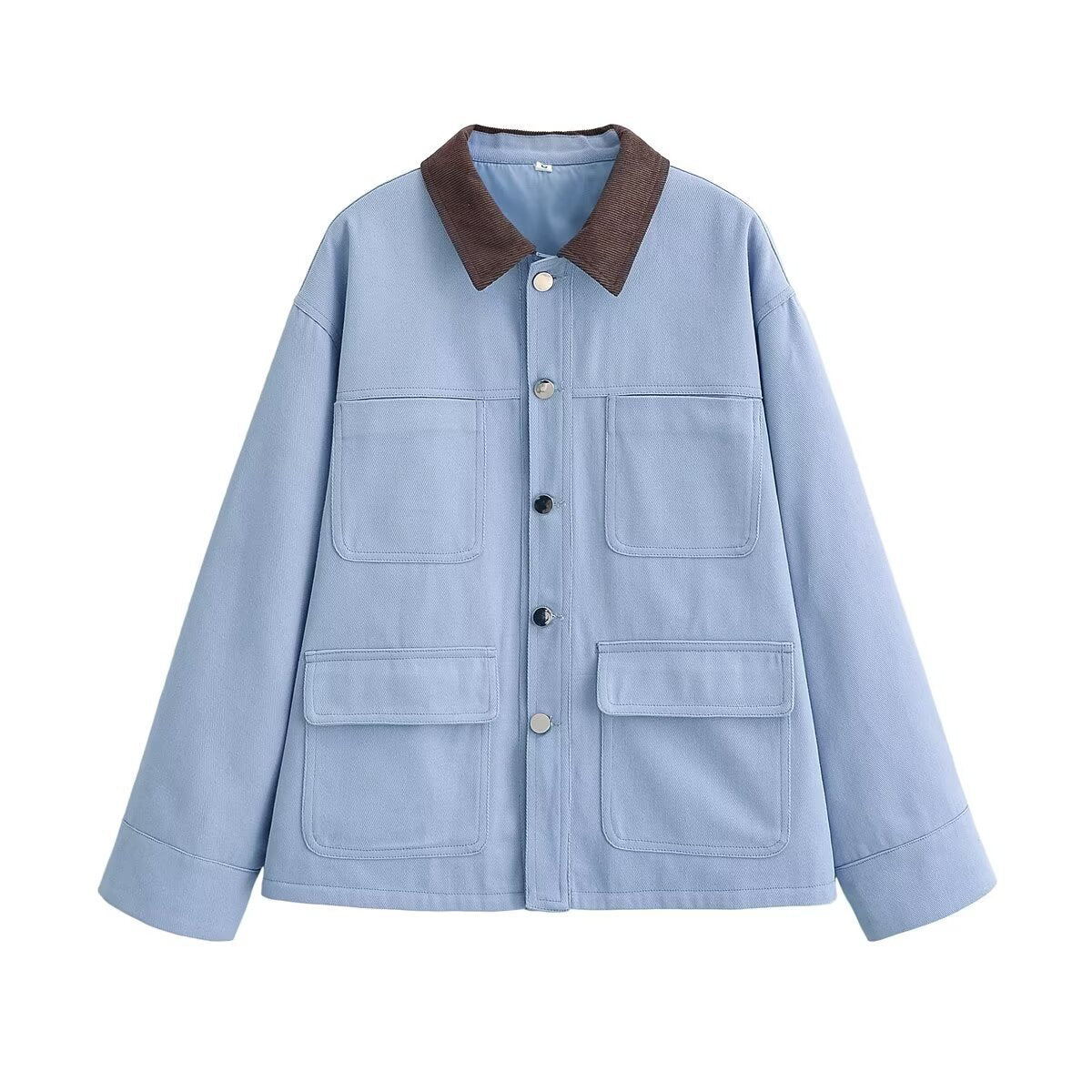 Women's Boxy Work Jacket with Cord Collar and Four Patch Pockets Chichicherry