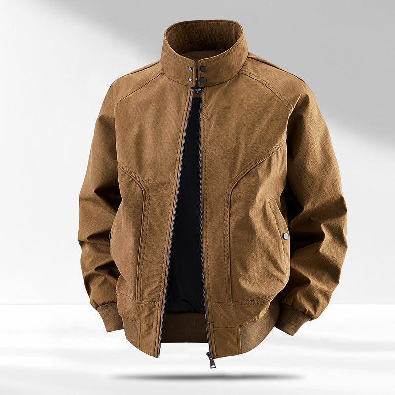 Men's windproof quilted bomber jacket with stand collar, ribbed cuffs, and padded lining Chichicherry