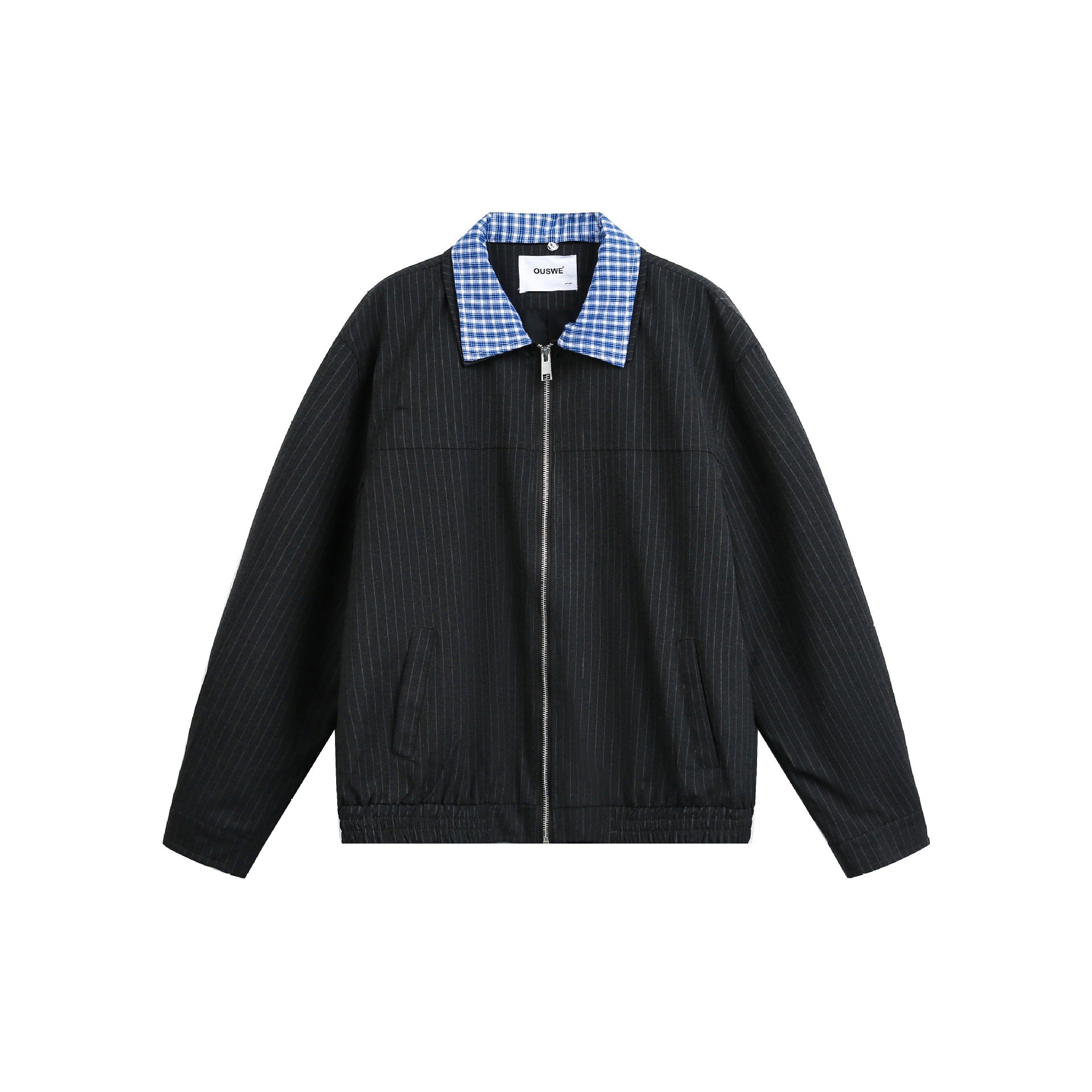 Men's boxy blouson jacket made of pinstripe fabric with contrasting shirt collar Chichicherry