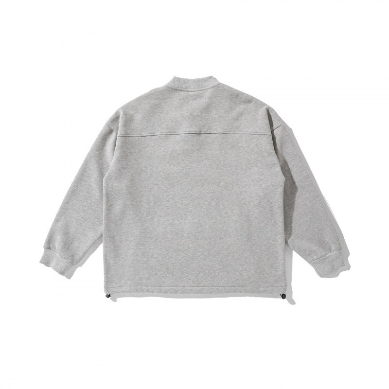 Unisex Oversize Sweatshirt with Henley button placket, kangaroo pocket and drawstring hem Chichicherry
