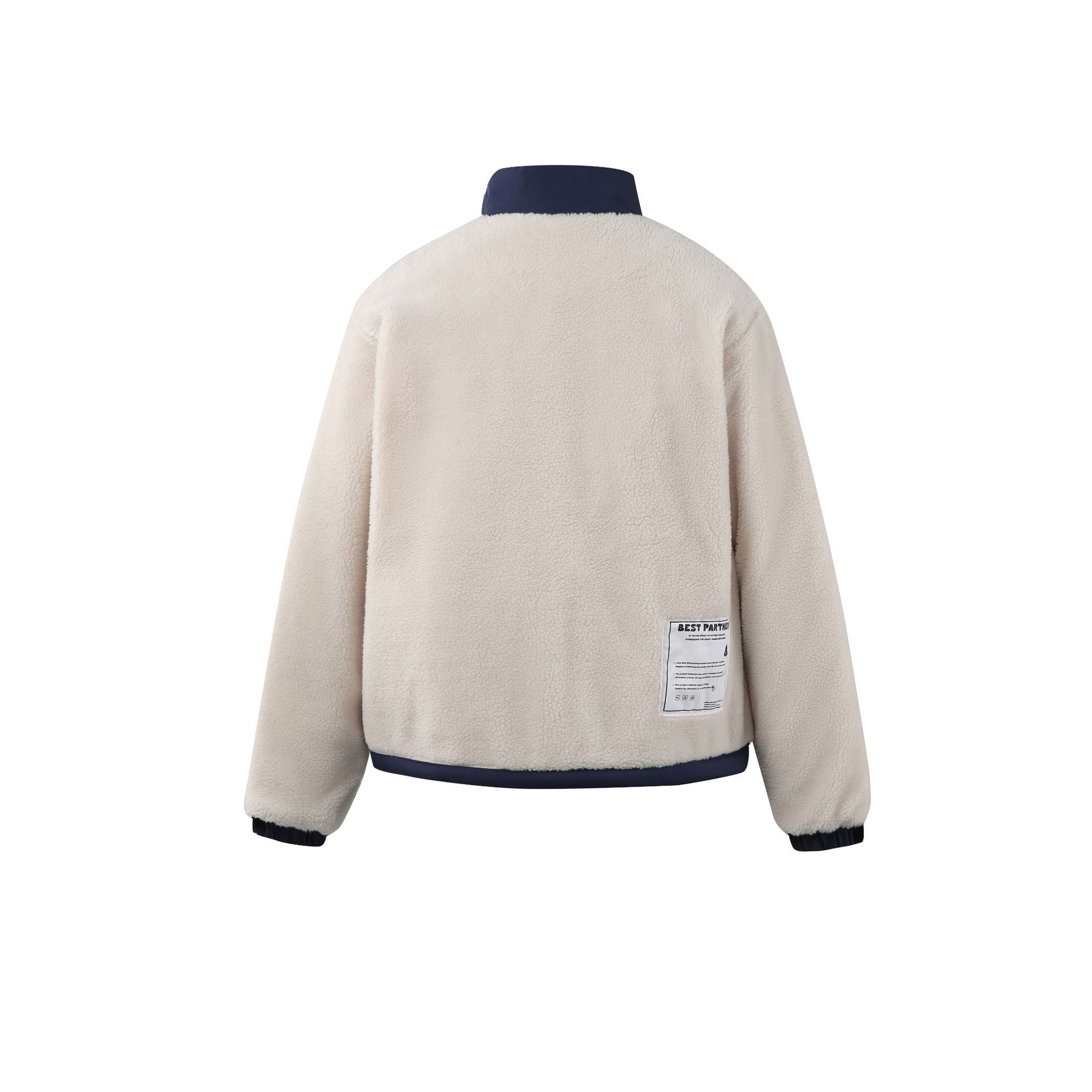 Men's Teddy Fleece Jacket with Stand-Up Collar, Full Zip and Contrast Trim Chichicherry