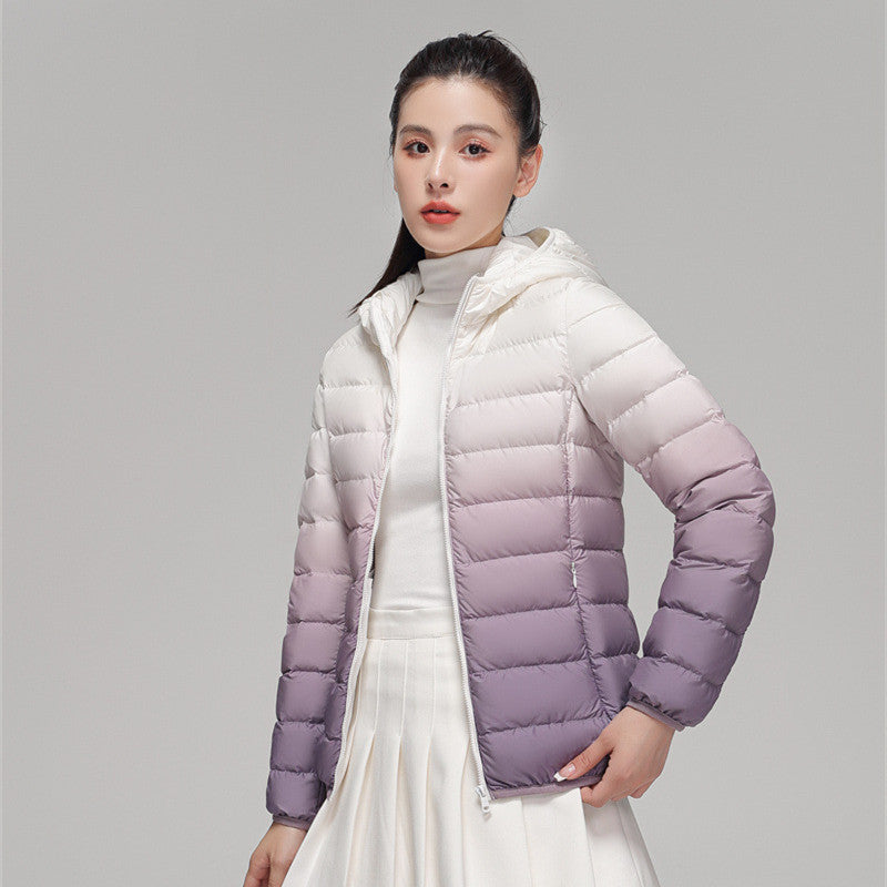 Women's ultra-lightweight hooded quilted jacket with compact pack size and wind-resistant shell Chichicherry