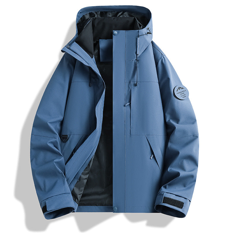 Men's Water and Windproof Softshell Outdoor Jacket with Adjustable Hood Chichicherry