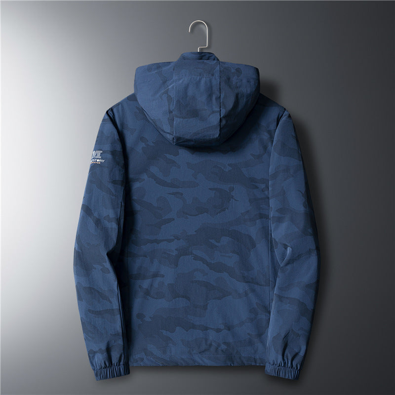 Men's Ultralight Softshell Hoodie with Camouflage Pattern, Water-Repellent and Breathable Mesh Lining Chichicherry
