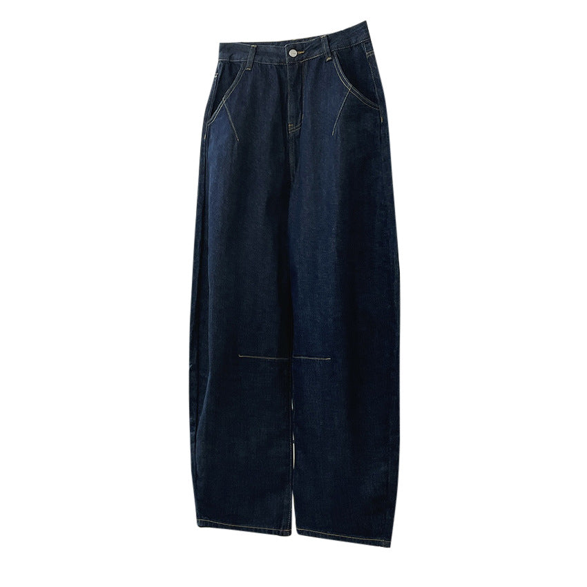 Women's Wide Baggy Jeans in Relaxed Fit with High Waist and Distinctive Stitching Details Chichicherry