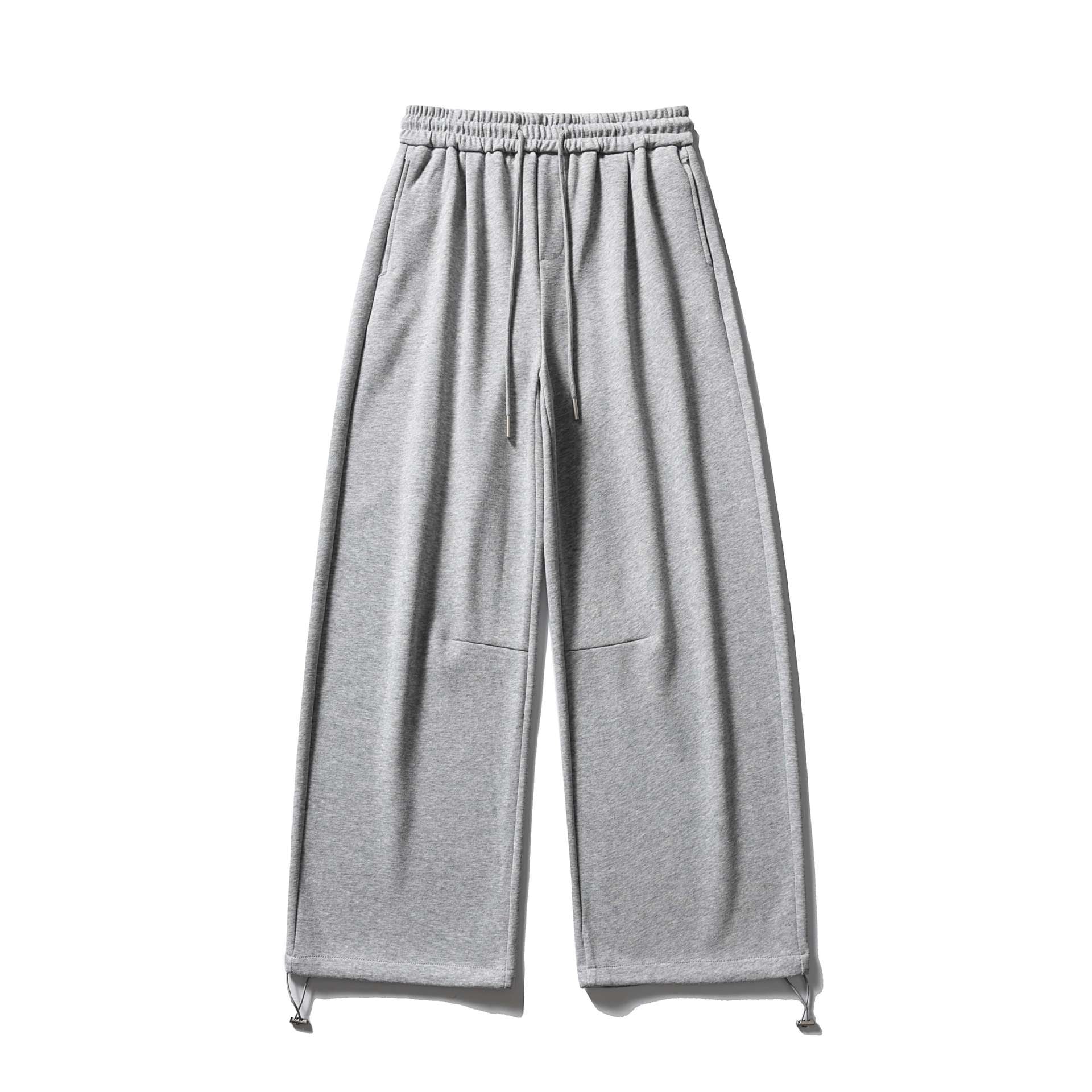 Unisex Wide Sweatpants with Drawstring, Knee Patch and Adjustable Hem Chichicherry