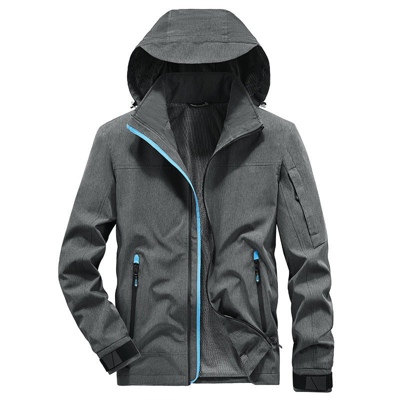 Men's Breathable Softshell Outdoor Jacket with Hood, Welded Seams and Sleeve Pocket Chichicherry