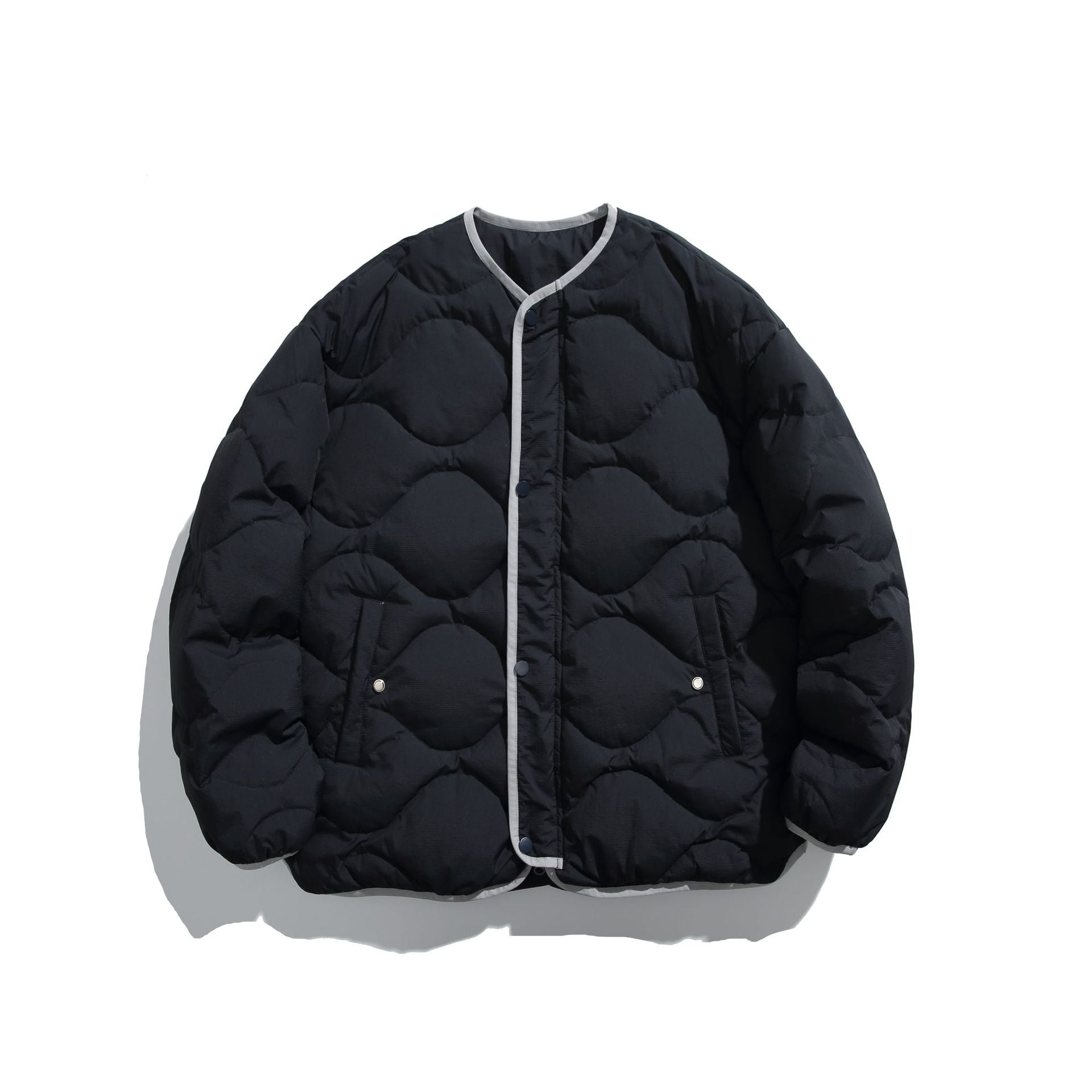 Unisex Boxy quilted liner jacket in oversized style with round neckline Chichicherry