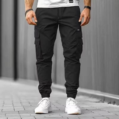 Men's cargo joggers with multifunctional flap & zip pockets, elastic waistband, and tapered leg Chichicherry