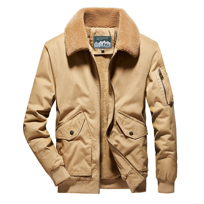 Men's powerful canvas pilot jacket with sherpa collar and teddy fleece lining Chichicherry
