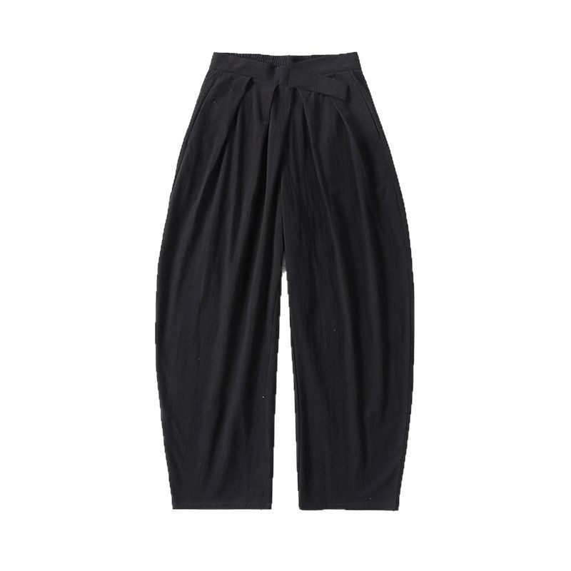 Ladies Elegant Pleated Trousers with Balloon-Shaped Leg and Elastic Waistband Chichicherry
