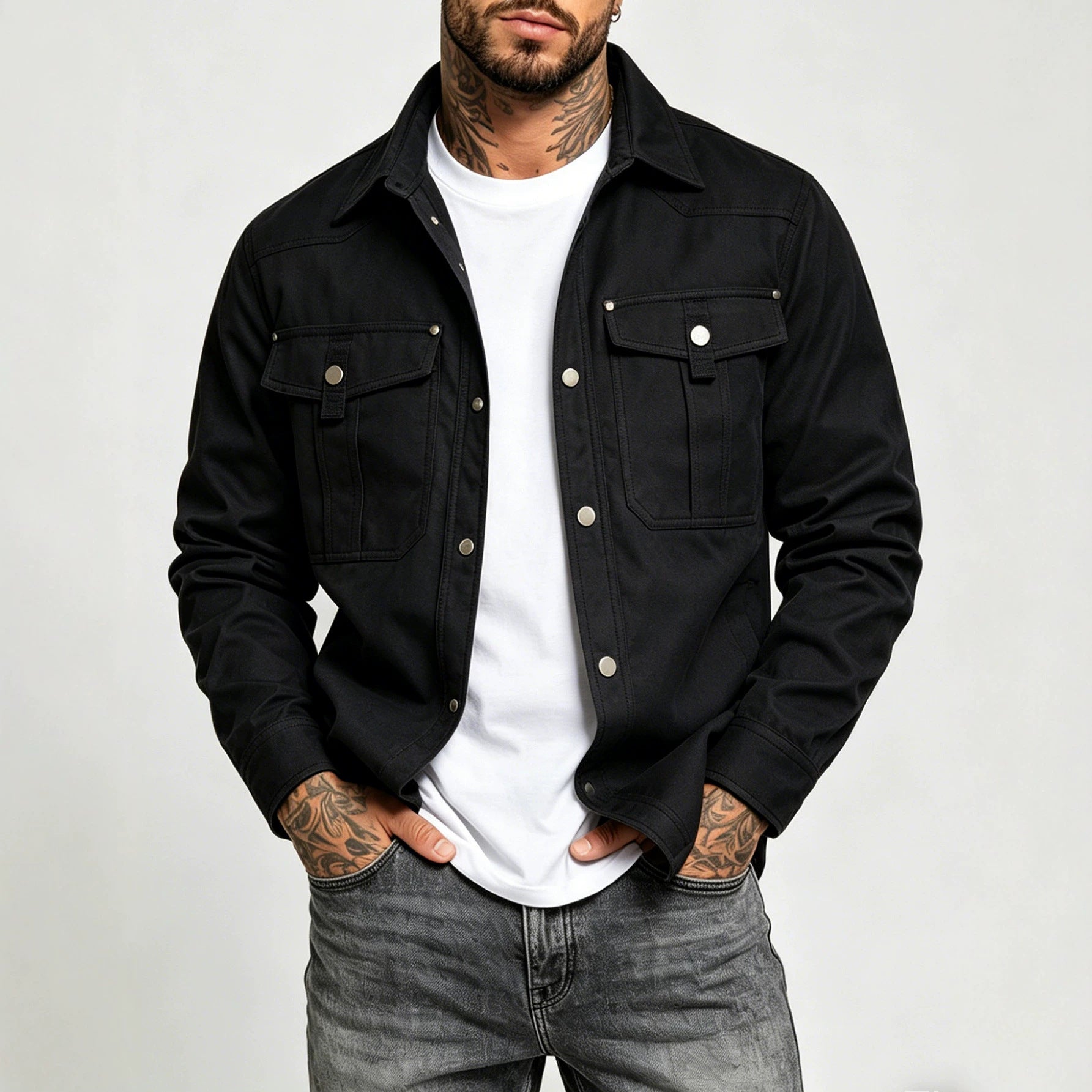 Men's Canvas Shirt Jacket Chichicherry