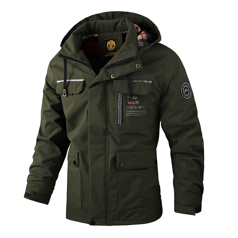 Men's water-repellent field parka with hood, insulating lining, and multifunctional pockets Chichicherry