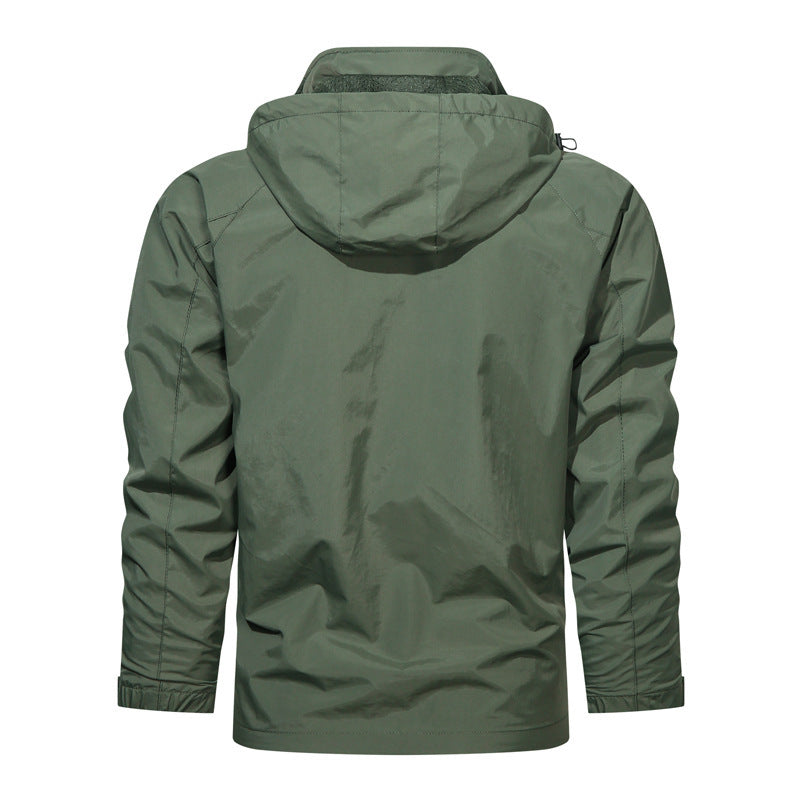 Men's lightweight technical transition jacket with hood, chest organizer pocket, and concealed zippers Chichicherry