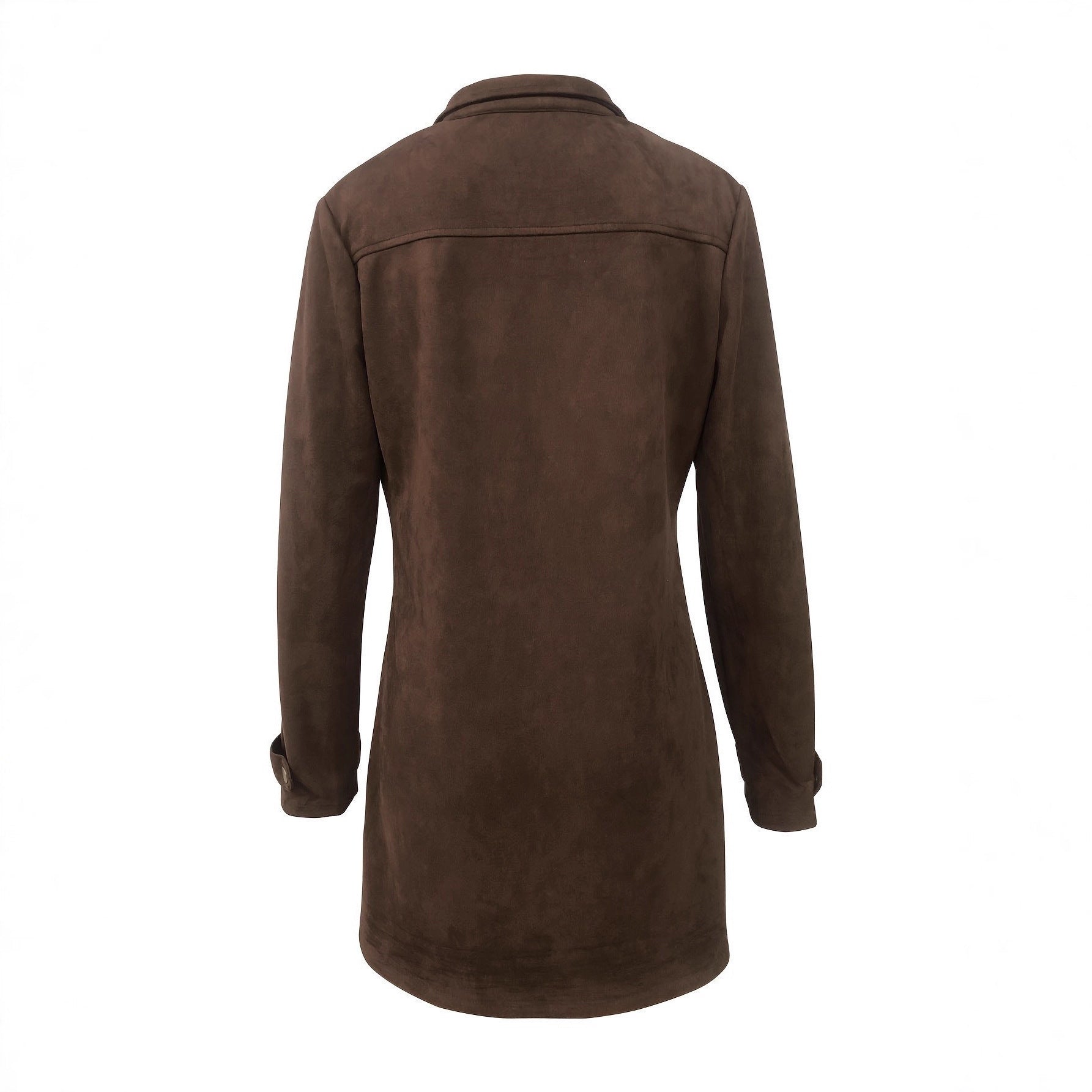 Women's long jacket made of suede leather with utility pockets and concealed zipper Chichicherry