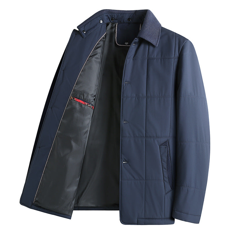 Men's Padded Transitional Thermal Shirt Jacket with Knitted Collar and Side Pockets Chichicherry