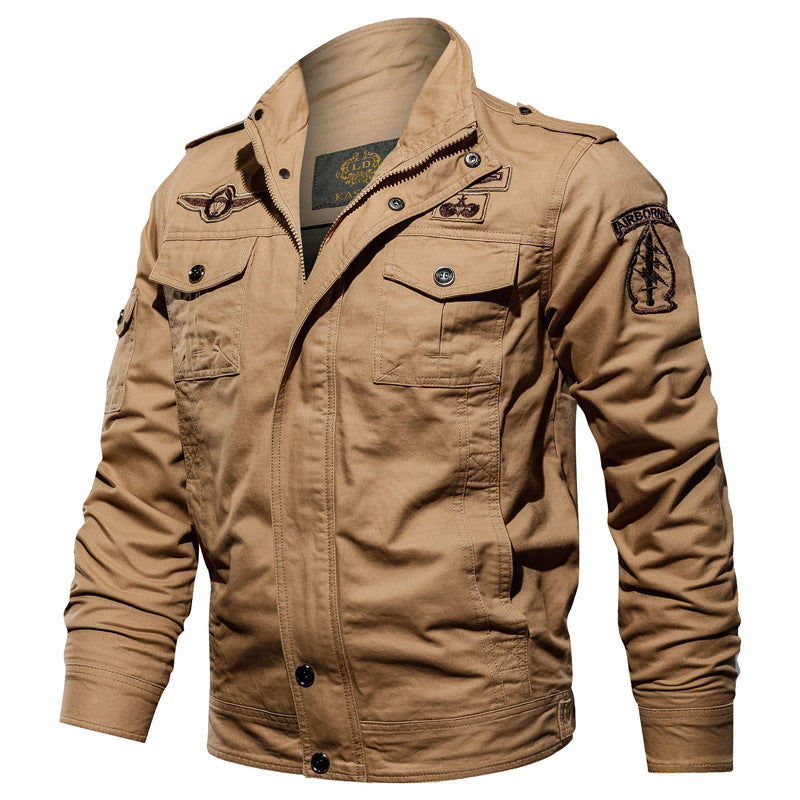 Men's field jacket in military canvas style with epaulets and multi pockets Chichicherry
