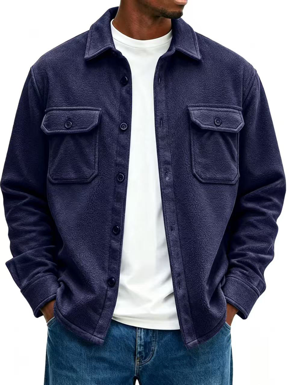 Men's fleece overshirt with chest pockets and shirt collar Chichicherry