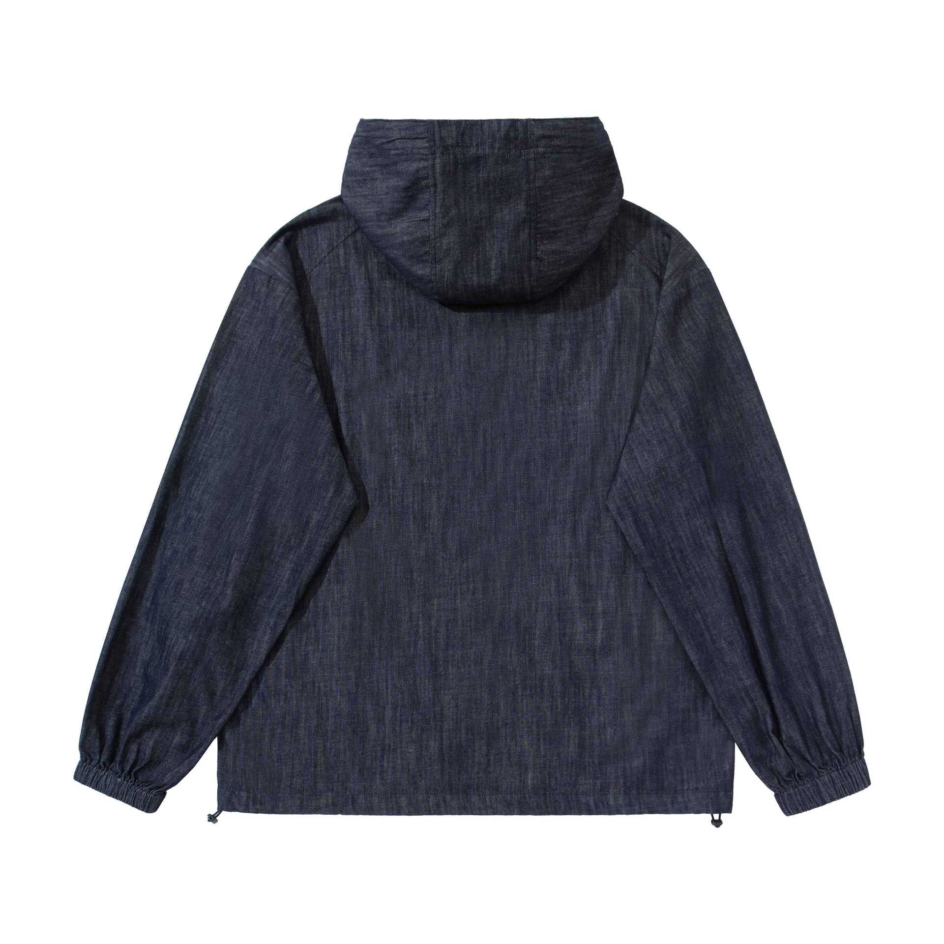 Men's lightweight denim anorak with hood and half button placket Chichicherry