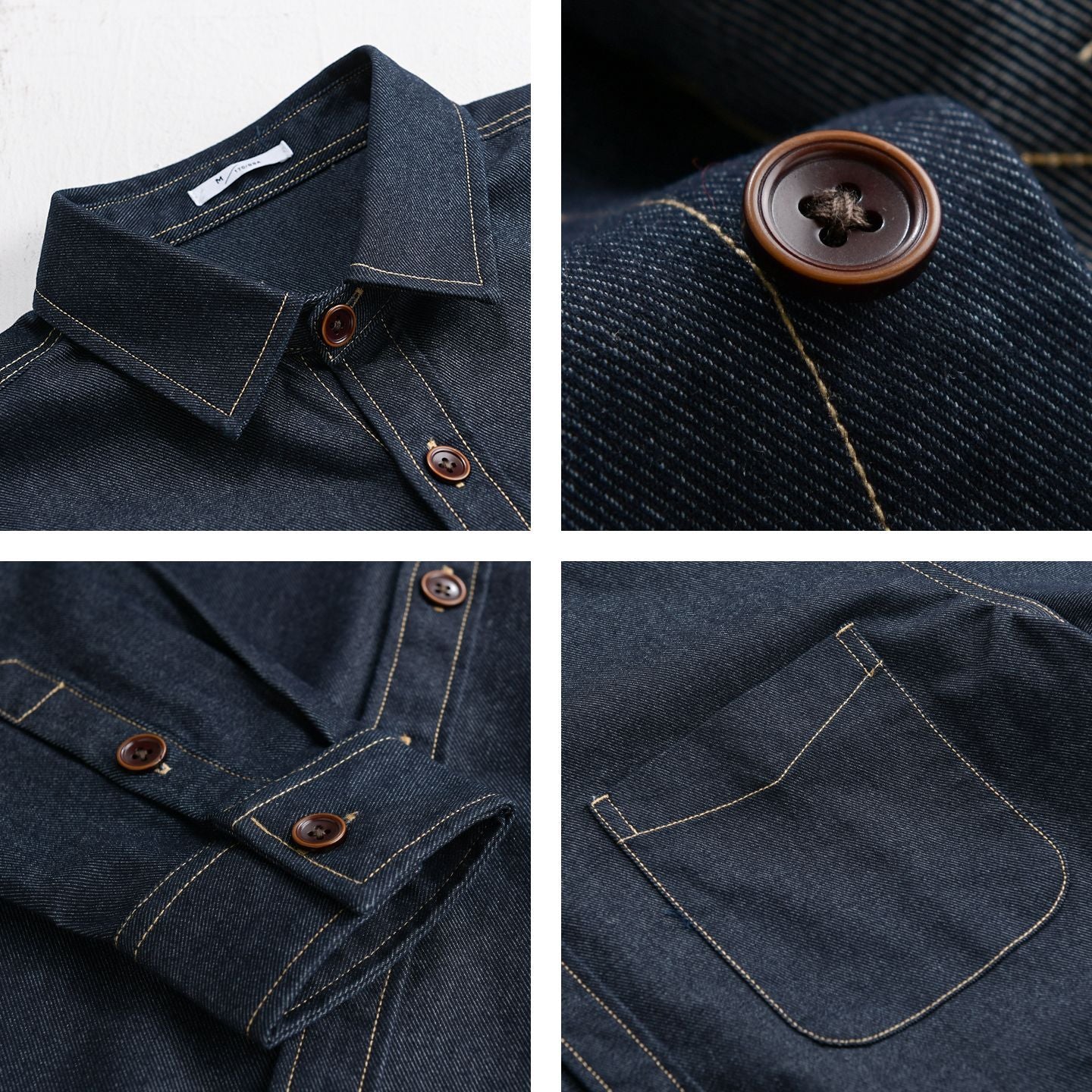 Men's denim overshirt with patch chest pocket and contrast seams Chichicherry
