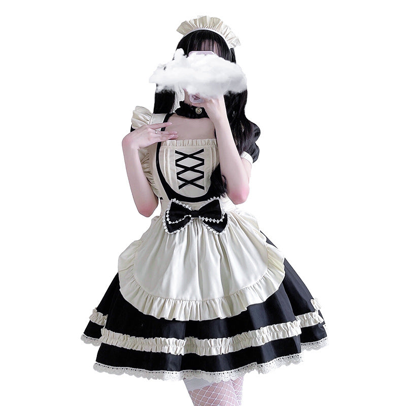 Women's Maid Costume with Ruffle Details and Bows Chichicherry
