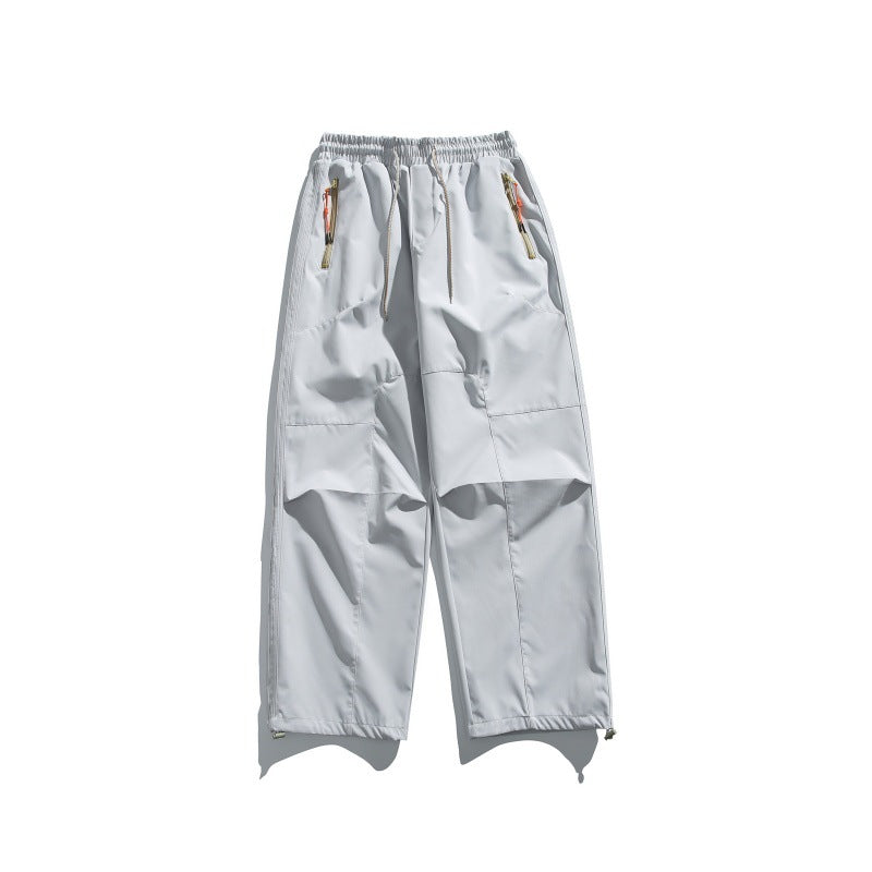 Men's cargo pants with elastic waistband, knee panels, and zip hem Chichicherry