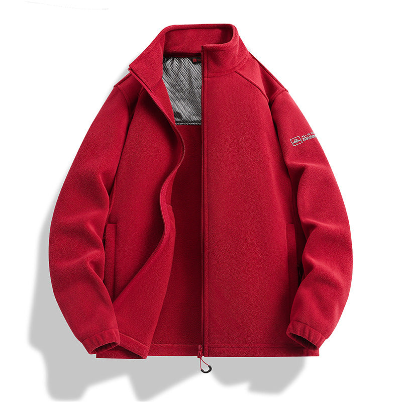 Men's fleece jacket with stand-up collar, wind-resistant microfleece and zippered pockets Chichicherry