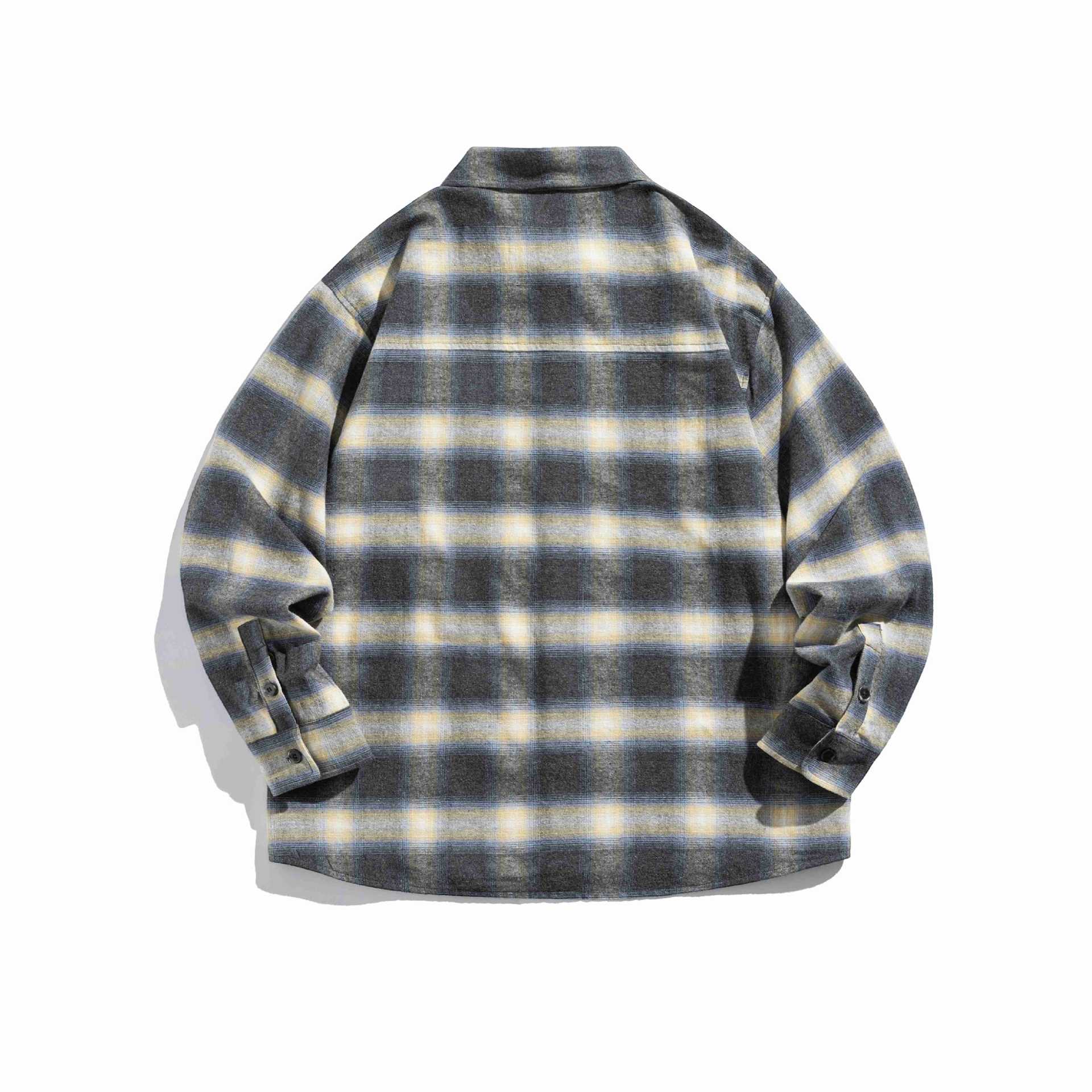 Men's Checkered Flannel Overshirt with Chest Pocket Chichicherry