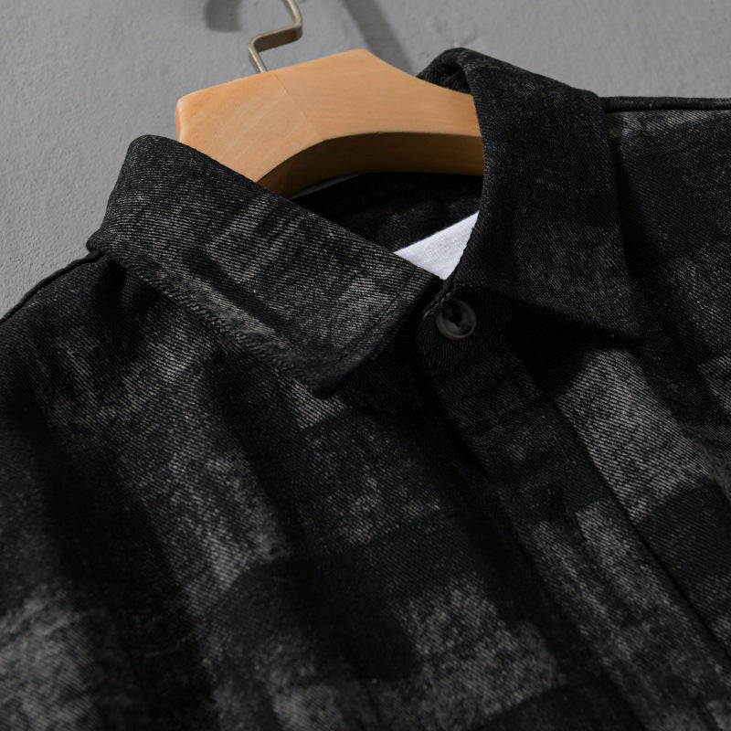 Men's Structured Shirt Jacket - Overshirt made of Cotton Blend with Geometric Print Chichicherry
