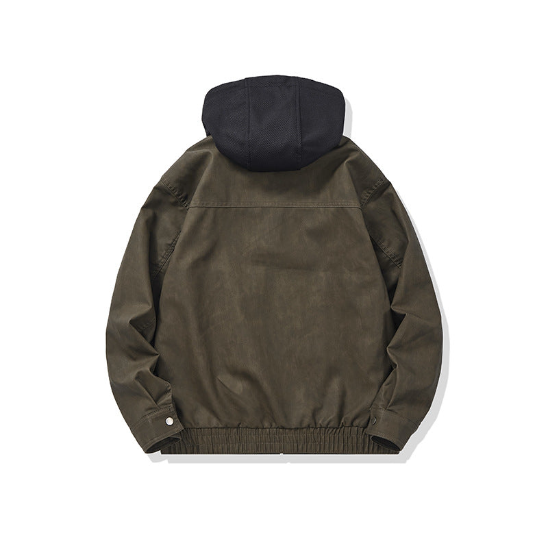 Men's Hooded Canvas Blouson in Boxy Cut with Utility Details Chichicherry