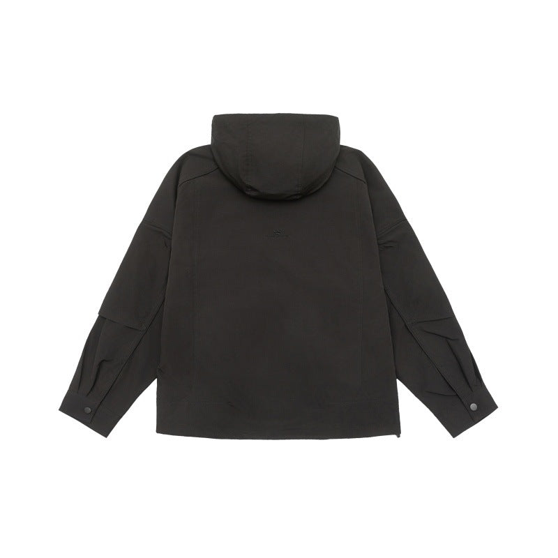 Unisex technical hooded field jacket in boxy cut with concealed front and multifunctional pockets Chichicherry