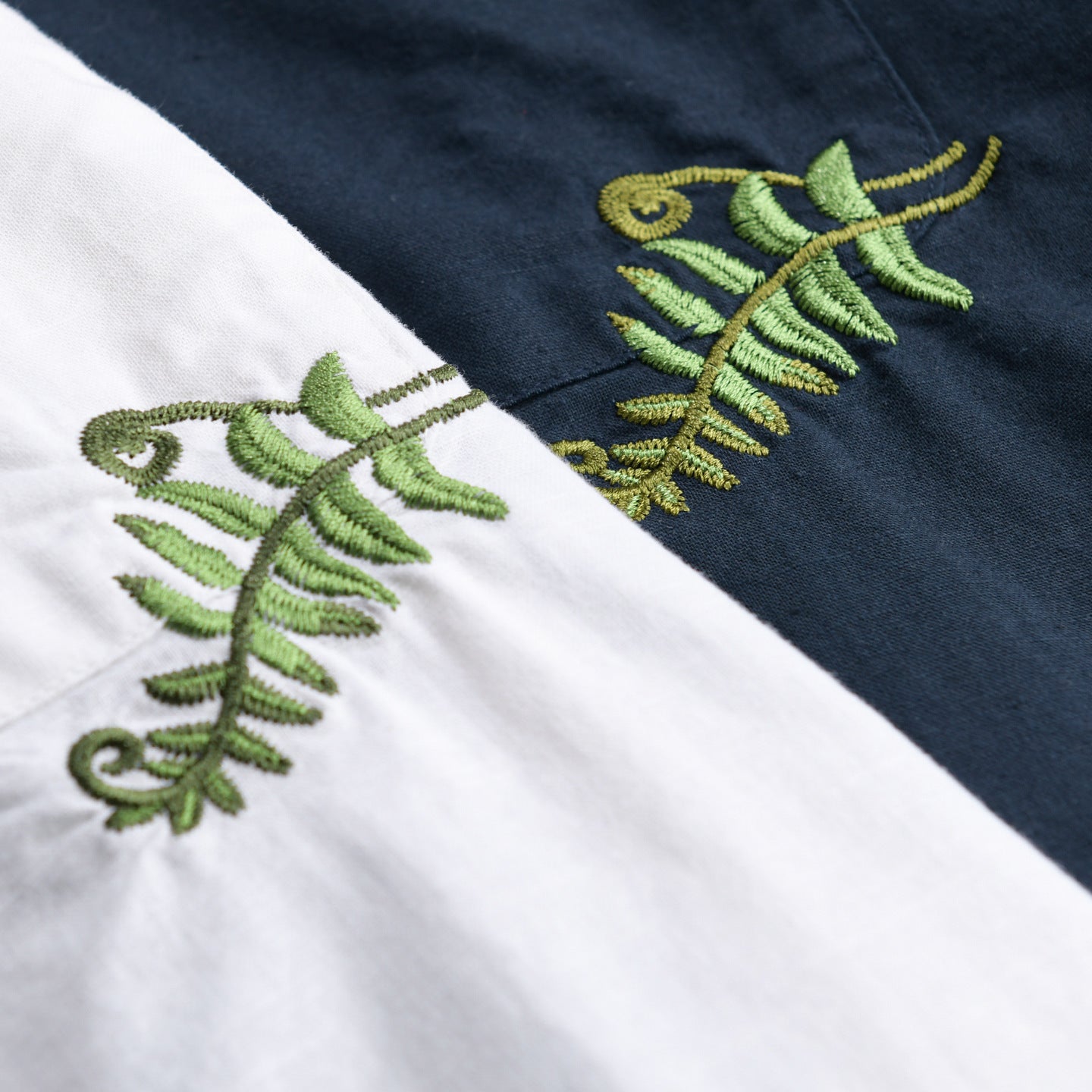 Men's Lightweight Cotton Shirt with Patch Chest Pocket and Fern Embroidery Chichicherry