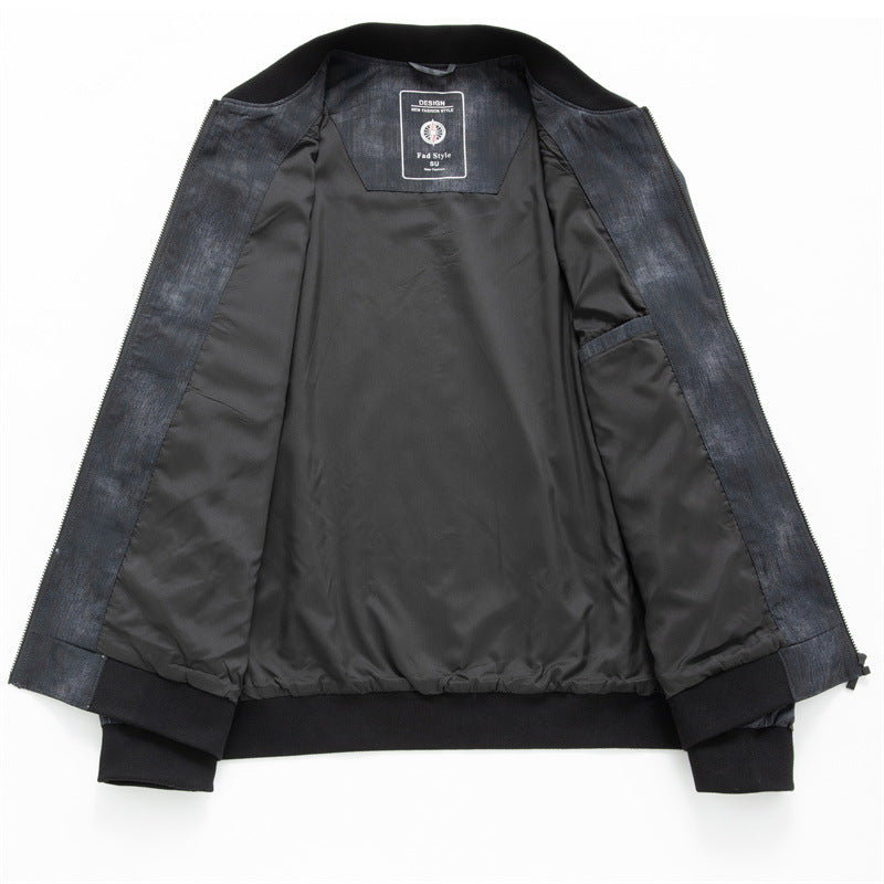 Men's bomber jacket in leather look with subtle all-over print, zipper and ribbed cuffs Chichicherry