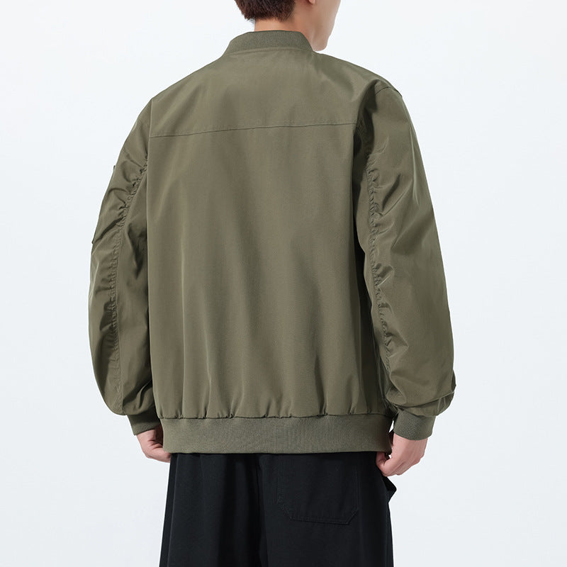 Men's Lightweight Bomber Jacket in Utility Style with Arm Pocket and Ribbed Cuffs Chichicherry