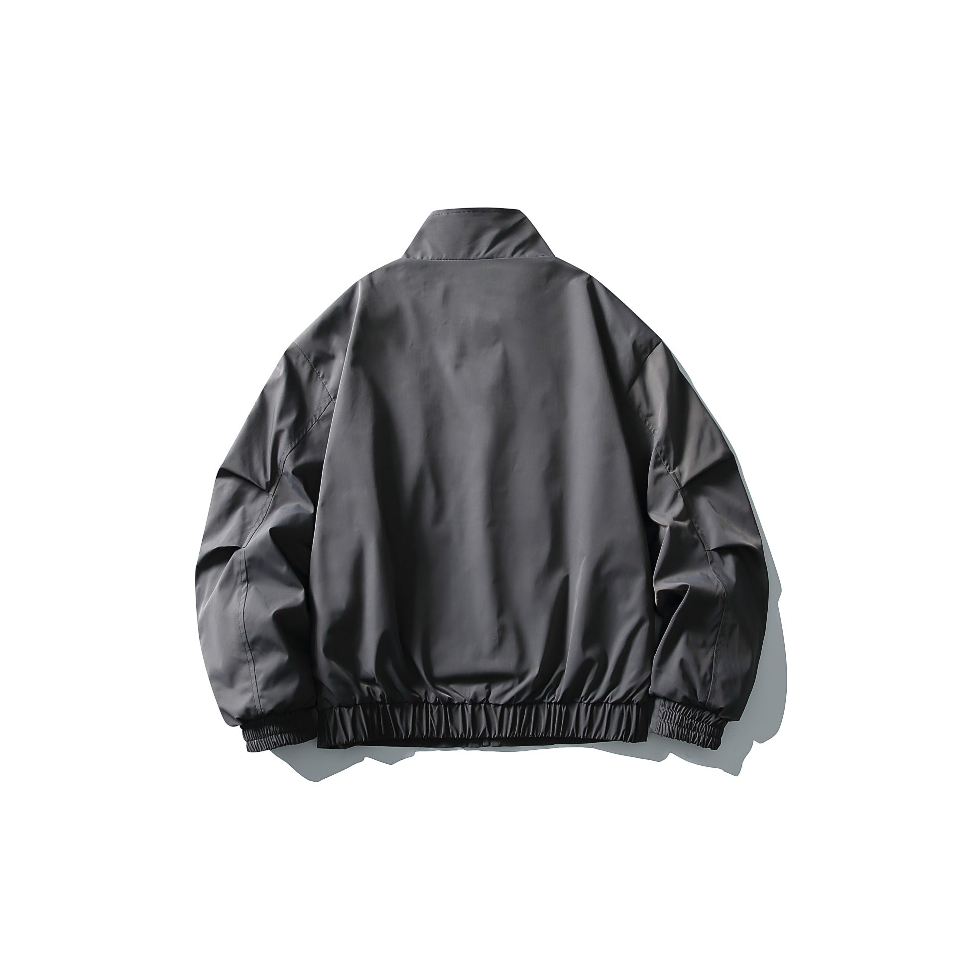 Unisex Short Cut Technical Boxy Bomber with Stand-up Collar, Snap Placket and Elastic Cuffs Chichicherry