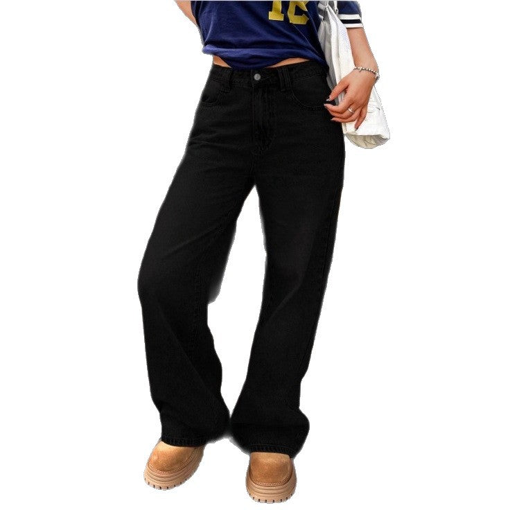 Women's High-Waist Wide Denim Pants with Palazzo Cut Chichicherry