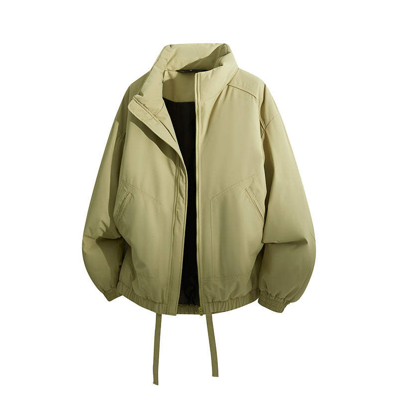 Men's Oversized Windbreaker Bomber Jacket with Drawstring and Stand-Up Collar Chichicherry