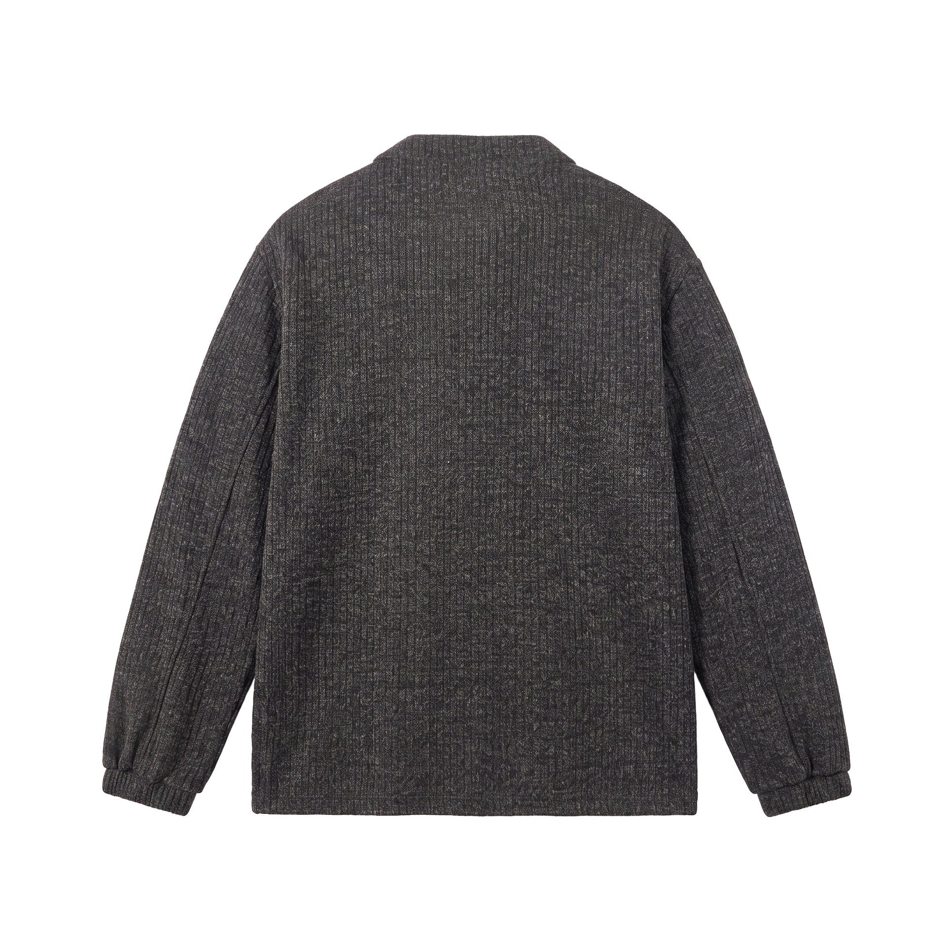 Men's ribbed structure Henley pullover with stand-up collar and button placket Chichicherry